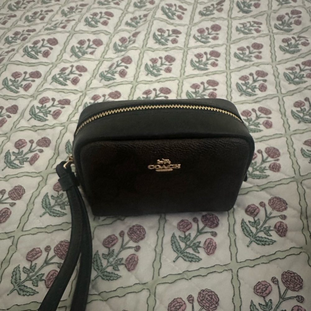 Coach Brown Leather Wristlet Clutch